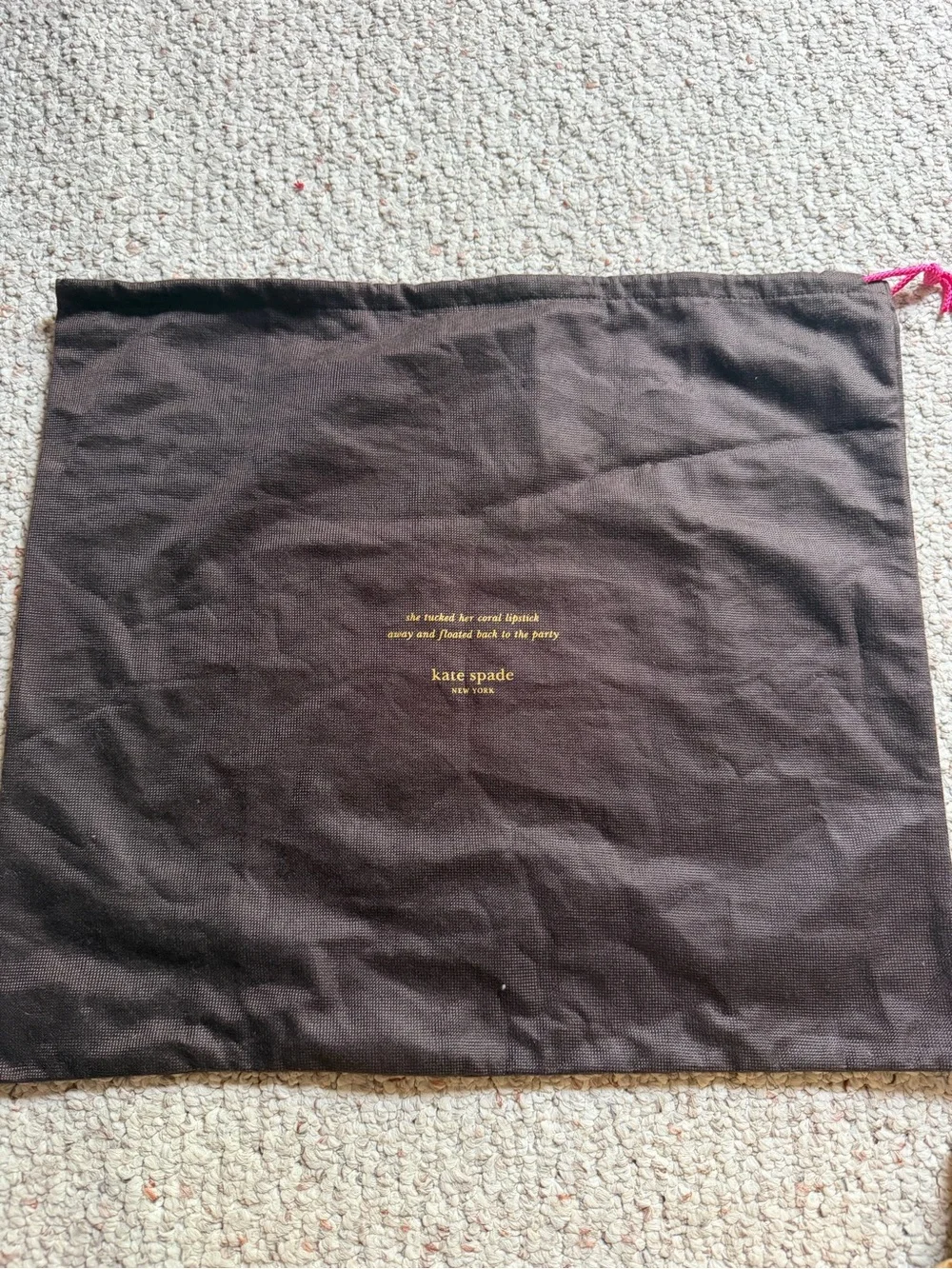 kate spade Black Drawstring Dust Bag with Gold Logo